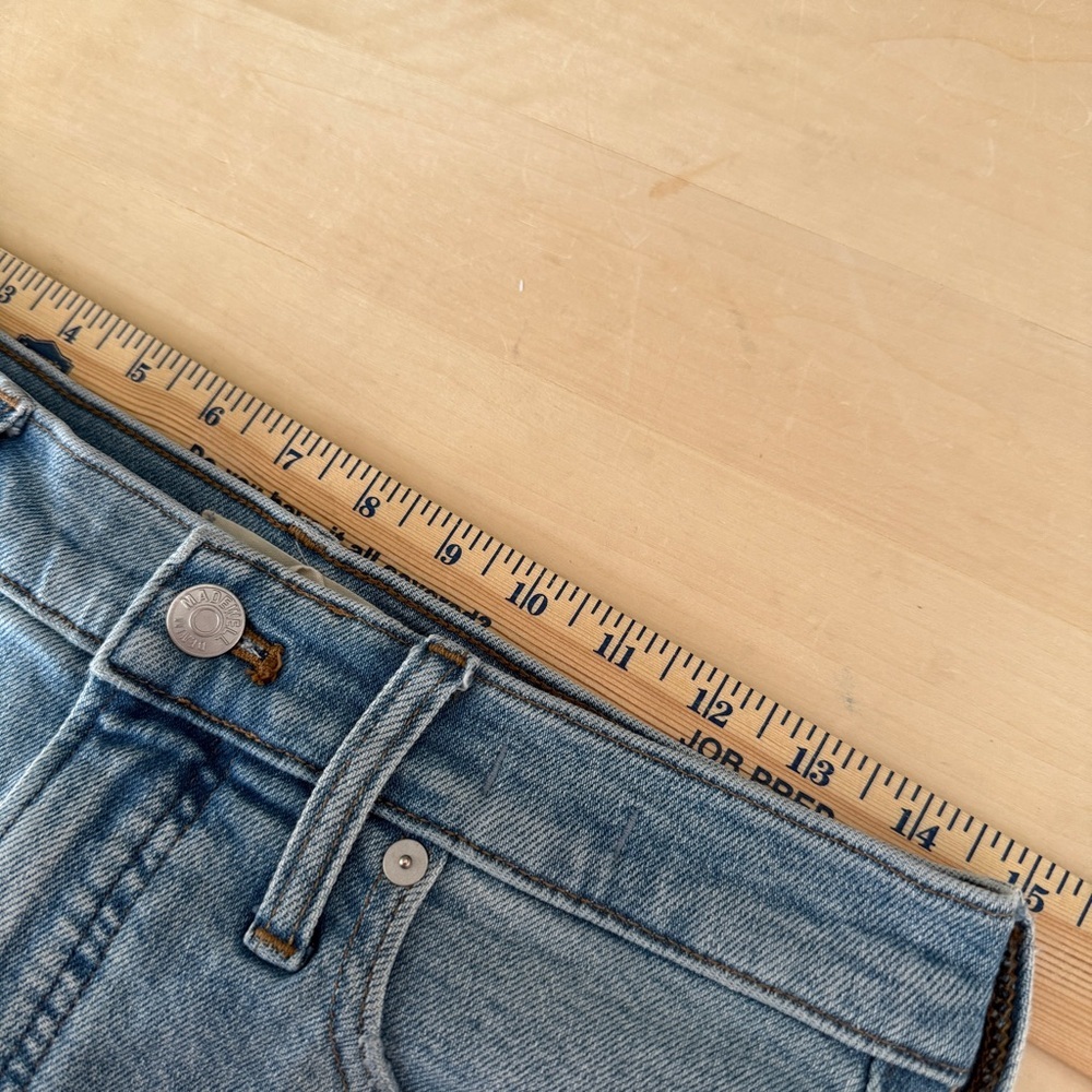 Madewell The Perfect Vintage Medium Wash Factory Distressed Raw Hem Straight Jea - Picture 7 of 8